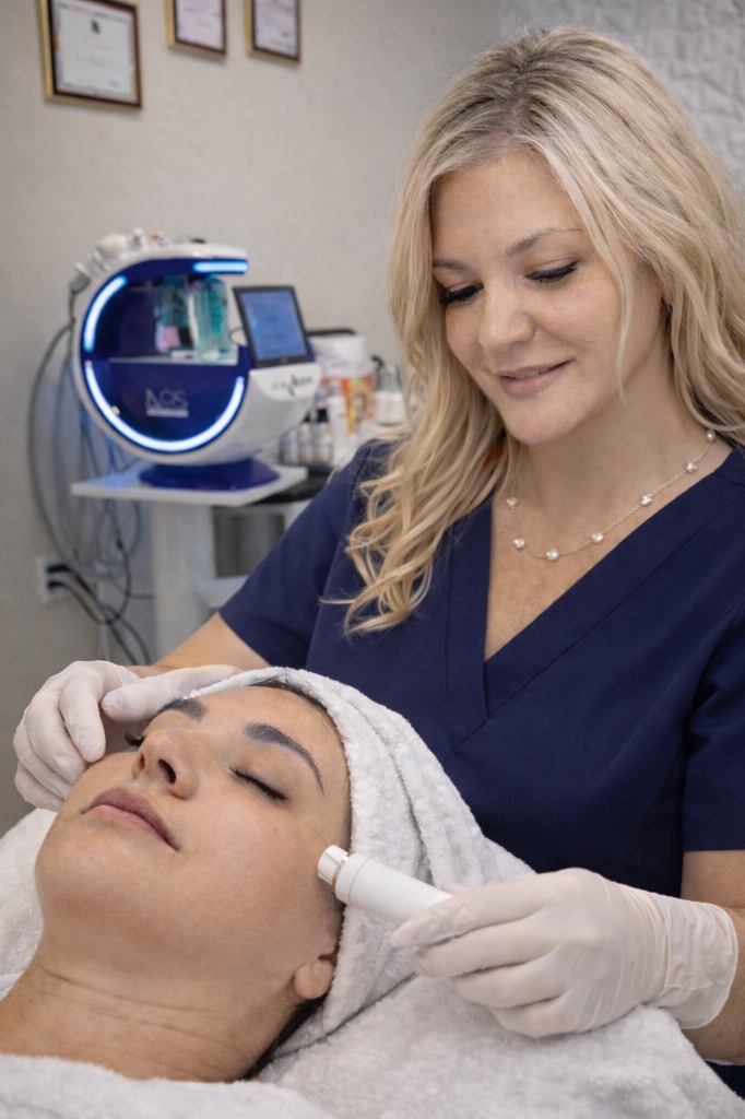 Licet Méndez performing an aesthetic treatment